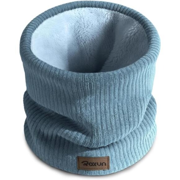 Light Blue Winter Neck Gaiter – Thick Fleece Ski Neck Warmer for Men/Women - Picture 1 of 8